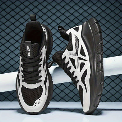 Men's Breathable Sneakers - Stylish Solid Color, Shock-Absorbing for Running and Casual Wear, Durable & Comfortable