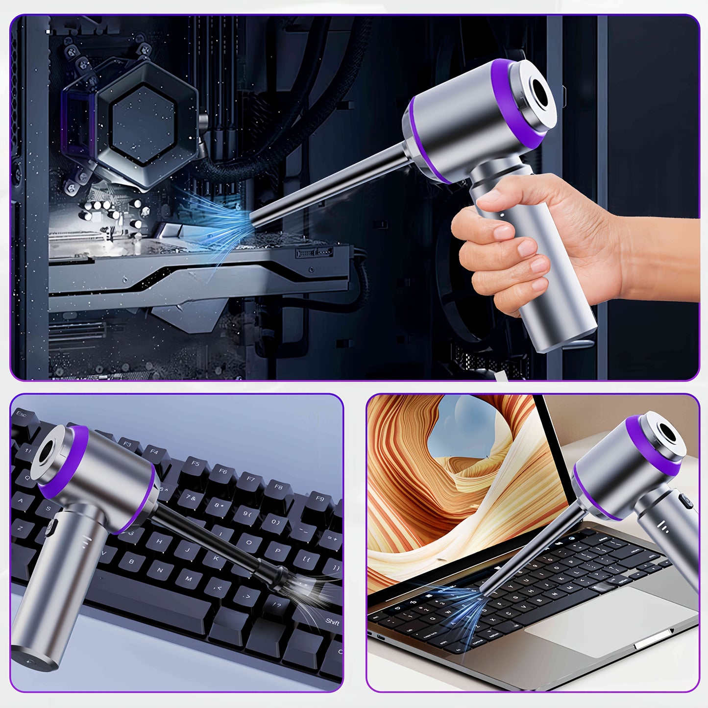 Portable Wireless Vacuum Cleaner 20000PA High-Power Mini Vacuum, 4-in-1 Compressor Air Blower and Pump Handheld Vacuum with Brushless Motor Suitable for Car, Home, Office, Camping, Computer Keyboard Laptop Dust Cleaning Tool