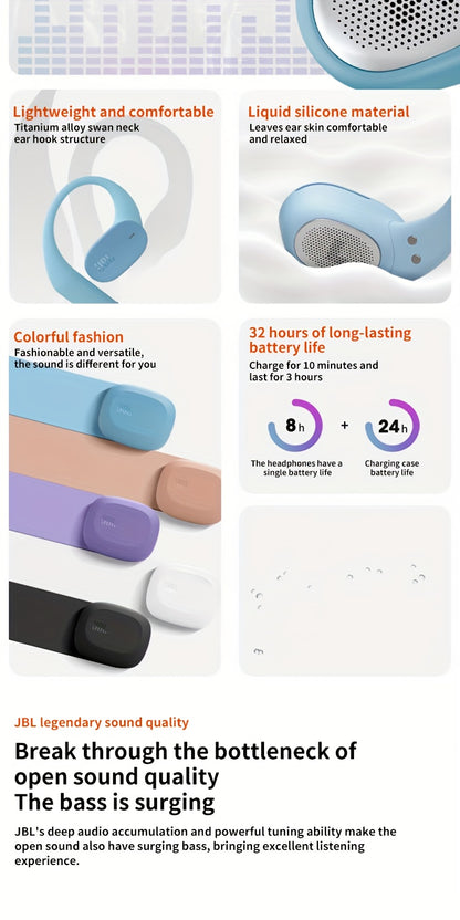 JBL Sense Lite sound circle, open wireless headphones, non-bone conduction sports running exercise travel hanging ear type non-clip ear headset, long-term wear, ultra-long battery life, enhanced bass, sound quality and clear