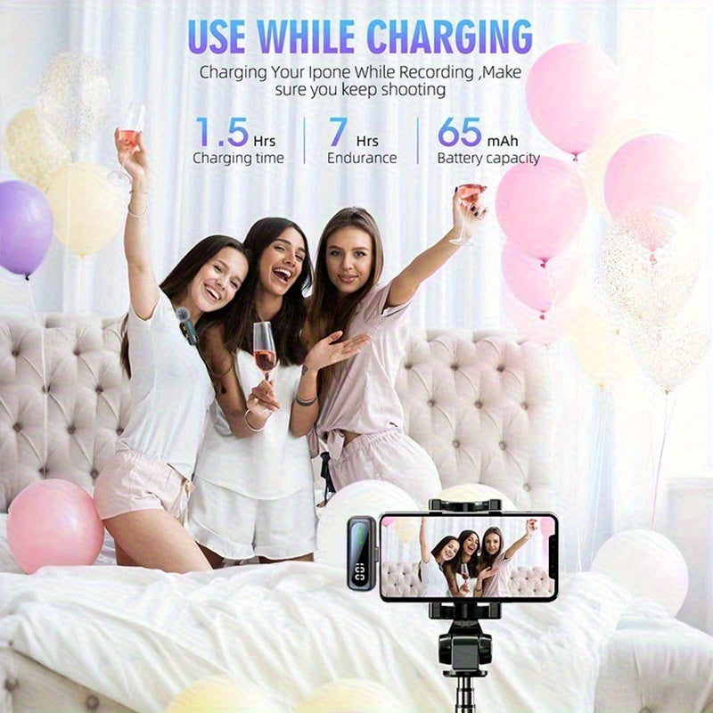 2025 New USB C Phone Mini Microphone for iPhone, Android, Camera, Utsund LED Display Wireless Lavalier Microphone for Video Recording, Clip on Lapel Lav Mics with Noise Reduction for Interview Vlog YouTube TikTok