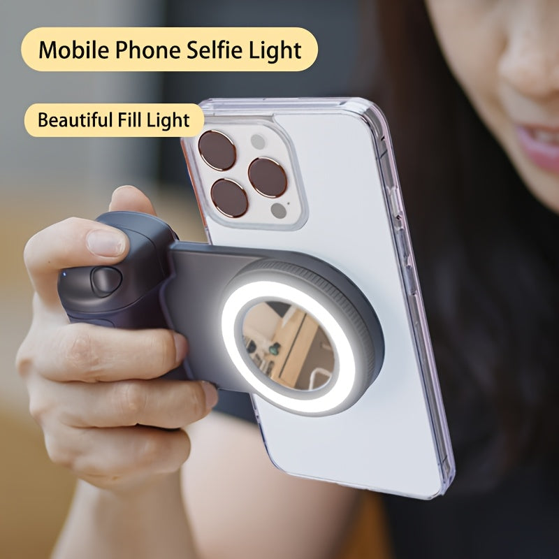 Suporte de Câmara para Telemóvel com Controlo Remoto Magnético 360° e Luz Integrada