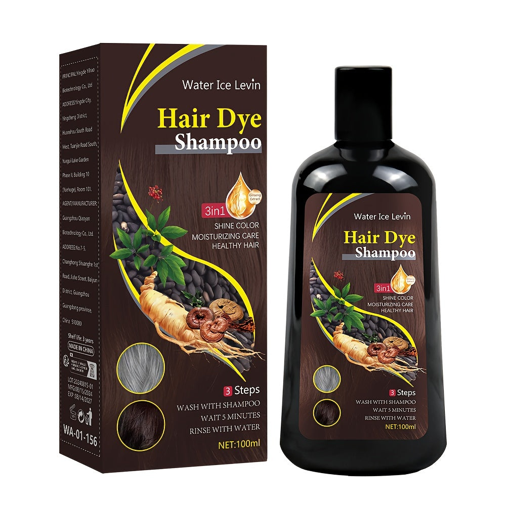 Brown Hair Coloring Shampoo, Instant Hair Coloring Shampoo 3 in 1 Nourishing Hair Shampoo Hair Coloring Cover Gray Hair, Natural Long Lasting Hair Coloring Shampoo