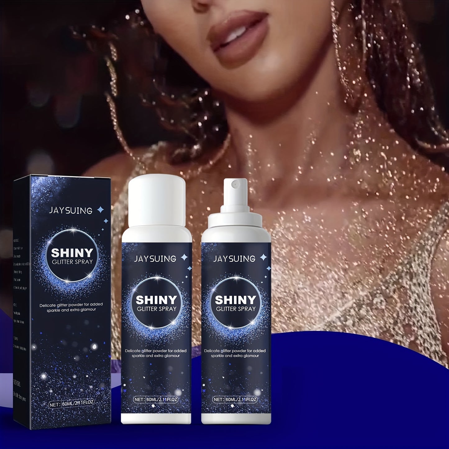 1PCS Glitter Spray Shimmer Silver Glitter Hairspray, Hair Body Glitter Spray, Silver Holographic Highlight Powder Spray For Party Perform Brighten Makeup