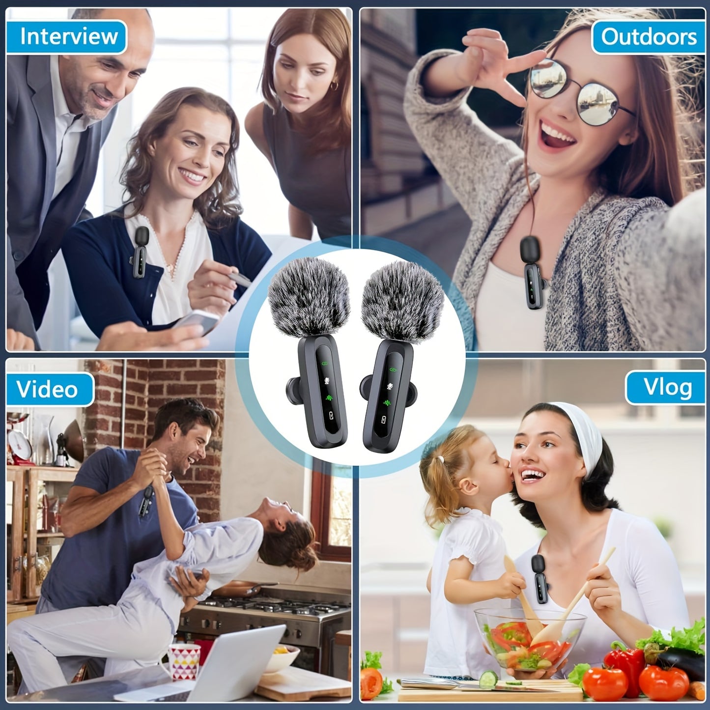 HITOZON Professional Wireless Wireless Lavalier Microphone with Noise Canceling, Plug & Play -C Receiver, Clip-On Mic for Streaming, Vlogging, Podcasting, Smartphones/Tablets, - (Compatible with iPhone/)