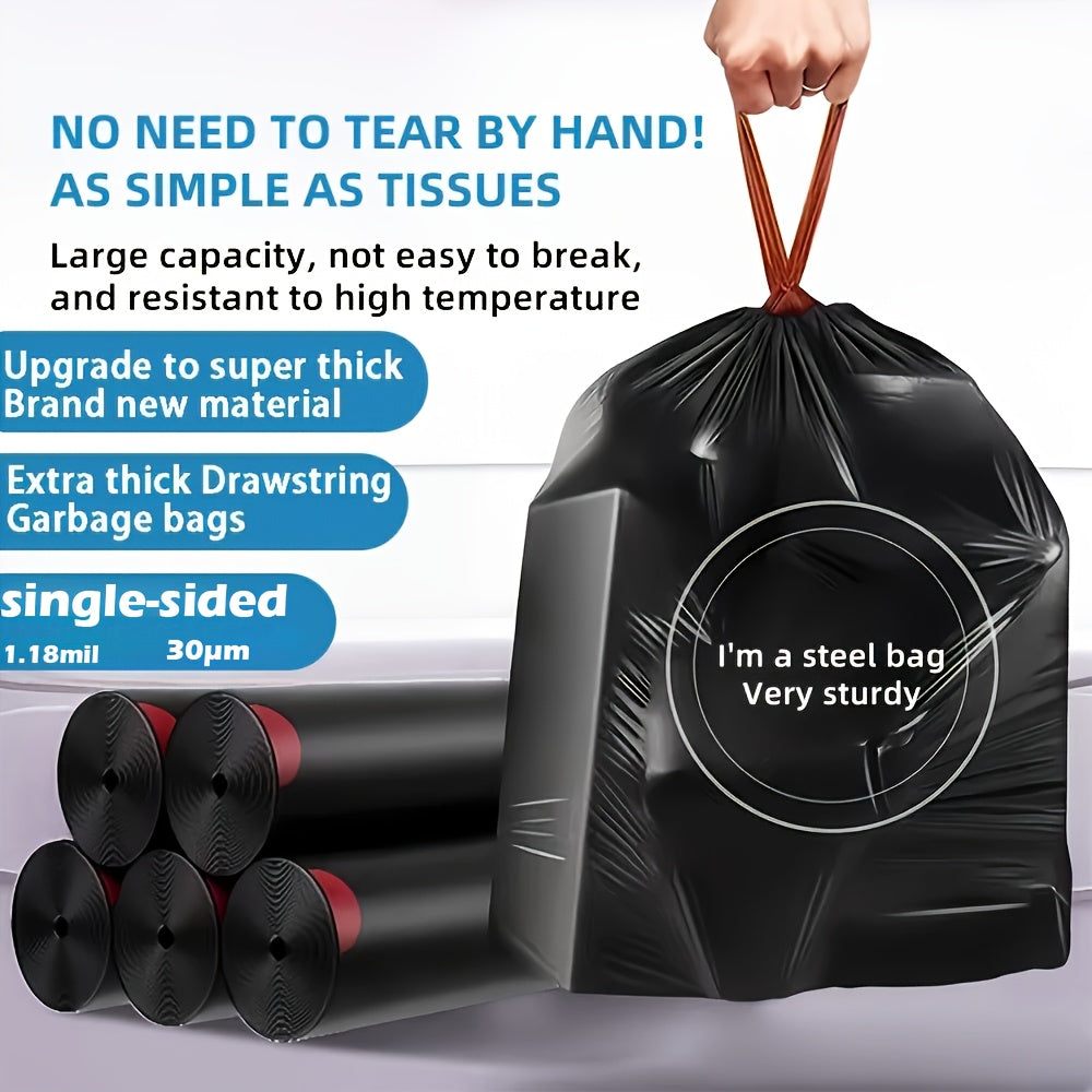 cs oof Drawstring Trash Bags, Extra Large 3.0mm Thick Plastic Bags, 3.0mm is Strong, Suitable for Home, Office, Kitchen, Bathroom, Outdoor, Commercial Use - Compatible with Trash Cans & Trash Cans, Kitchen Waste Disposal, Gar