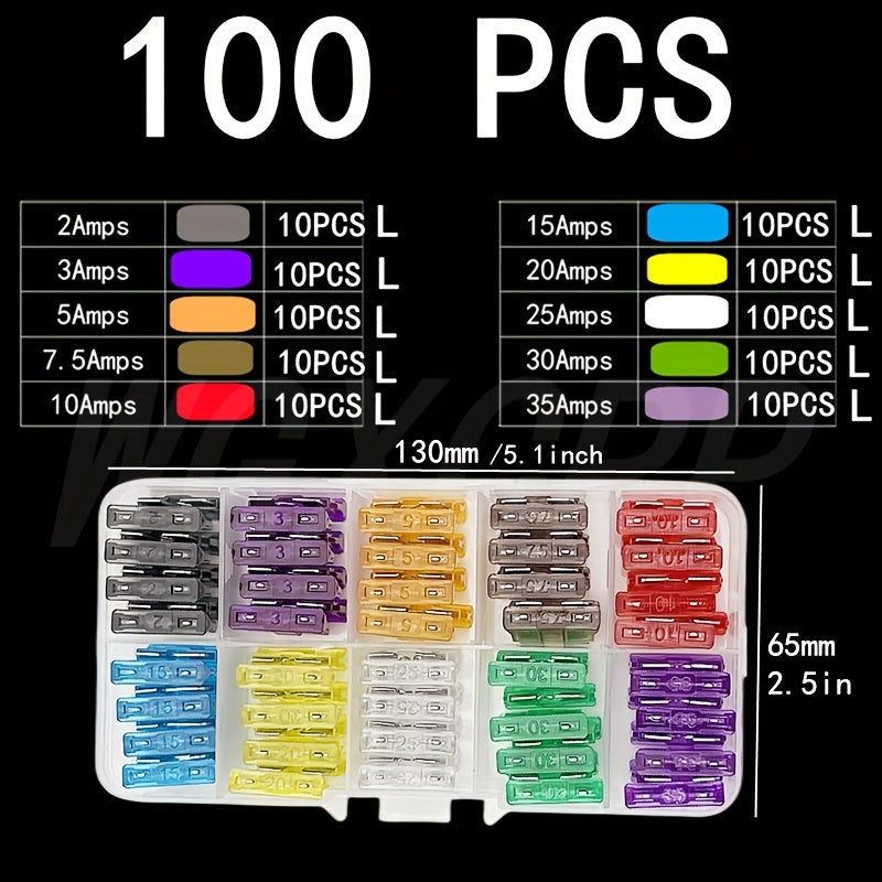50/100/120/280/306pcs Automotive Fuse Combination Kit, Medium Duty, Fuse Blade Type for Marine·Car·Truck·Tram·Fuse Replacement 2A 3A 5A 7.5A 10A 15A 20A 25A 30A 35A