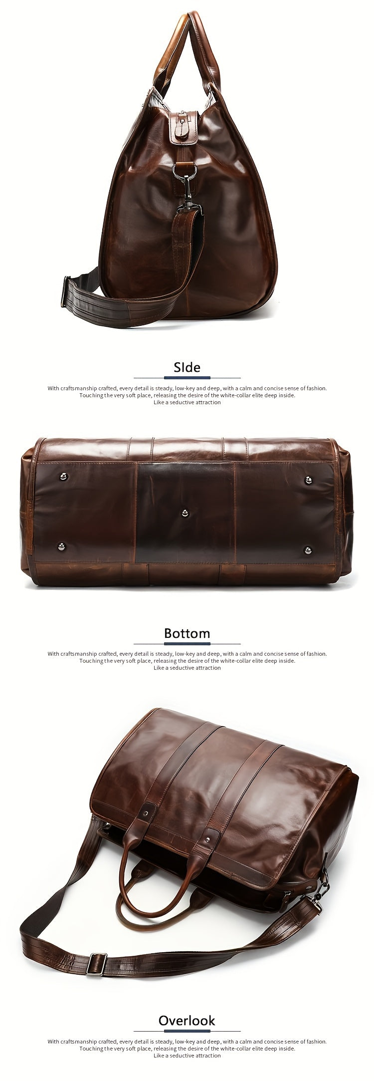 NIUCUNZH Men's First Layer Cowhide Leather Travel Duffel Bag - Large Capacity Carry-On with Adjustable Straps, Multiple Compartments & Reinforced Handles, Sleek Black for Weekend Trips, Daily Commute & Casual Travel, Travel B