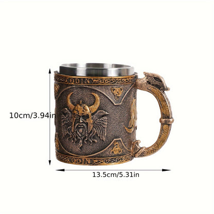 1pc, Medieval Style Beer Mug, Stainless Steel Coffee Mug, Coffee Cups, Vintage Water Cups, Summer Winter Drinkware, Birthday Gifts, Christmas Gifts