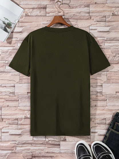 Conjunto de 4 t-shirts casuais para homem de cor sólida, estilo simples, manga curta e gola redonda, ideais para usar em casa, como pijama ou para atividades ao ar livre no verão.