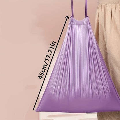 100 Purple Drawstring Trash Bags, High-Quality Plastic Waste Bags for Kitchen, Bathroom, Bedroom & Home Use - Portable Waste Disposal, Multipurpose, Disposable, Plastic Material, 20 Capacity, Kitchen Trash Bags | Decorative T
