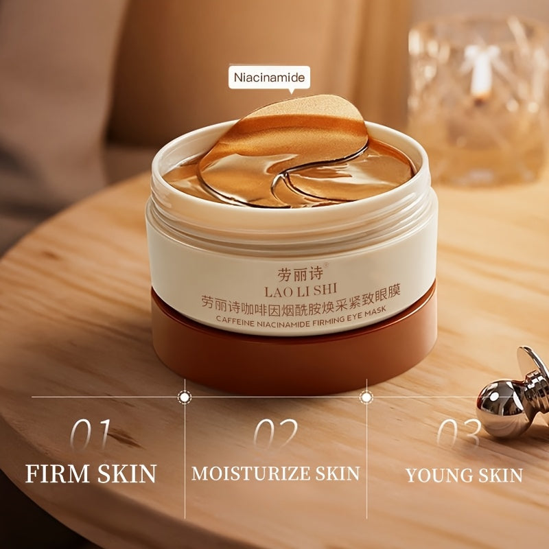 60 máscaras de olhos com cafeína e peptídeos - Infundidas com ácido hialurónico e niacinamida, refirmantes, radiantes e hidratantes para todos os tipos de pele. Máscaras de olhos em gel sem álcool.