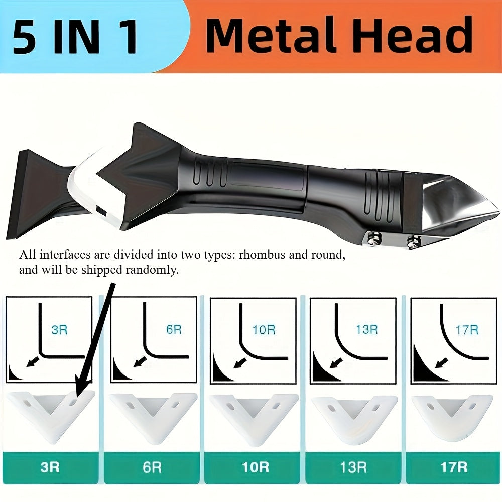 6pcs Set with 5 Replacement Heads, Plastic Grout Tool Stainless Steel Blade Head Multi-Functional Seam Removal Kit for Bathroom Kitchen Floor Window Sink Joint Frame Caulking Putty Knife Trowel Suitable 88 Countries