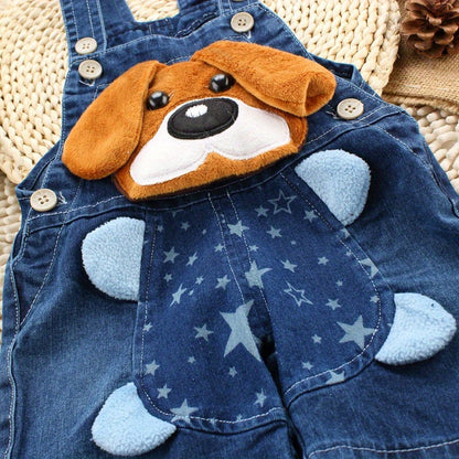 Baby Boys And Girls Cute Dog Pattern Overalls Shorts Clothes For Summer