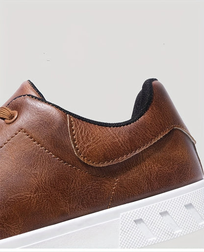Men's Stylish Brown Sneakers - Casual & Sporty Lace-Up Shoes with Durable PVC Sole, Comfortable Fabric Lining for Casual Attire, Fitness Training, and Gym - Low-Top Design, Gym Footwear | Casual Fitness Shoes | Upper