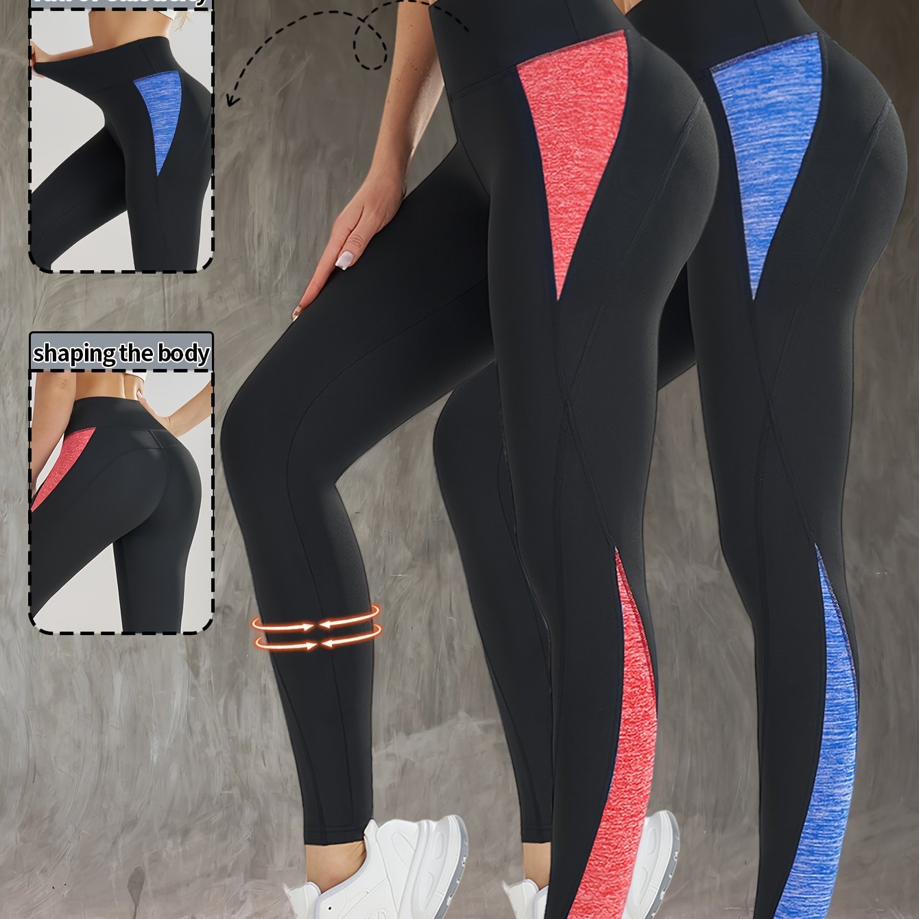 2pcs Women's Fashion Yoga Pants, Fitness Outdoor Sports Leggings, Tummy Control Butt Lifting Tight Pants, Comfortable Breathable Sweat-Absorbing Long Pants