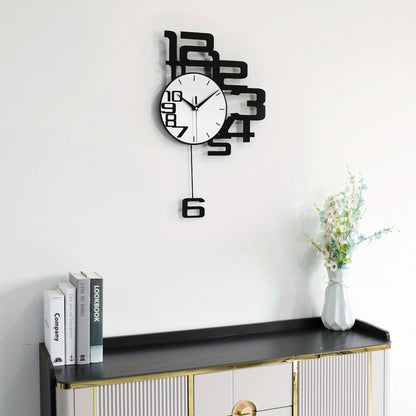 1pc Modern Minimalist Personality Metal Wood Creative Wall Clock, Large Battery Operated Clock For Living Room, Kitchen, Bedroom, Dining Room And Office Decor, For Autumn Thanksgiving Halloween Harvest Festival, Home Decor, A