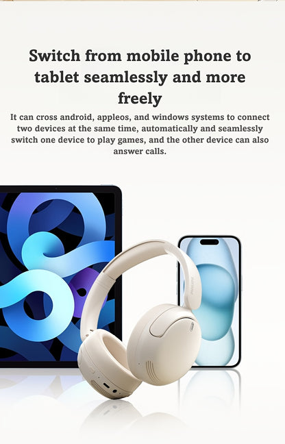 For Philips Wireless Over-Ear Headphones with ANC Noise Cancelling, 35-Hour Playtime, Foldable & Lightweight BT 5.4, USB-C Charging, High-Resolution Audio, Microphone, Heavy Bass - Ideal For Travel, Office, Mobile Phone, Comp