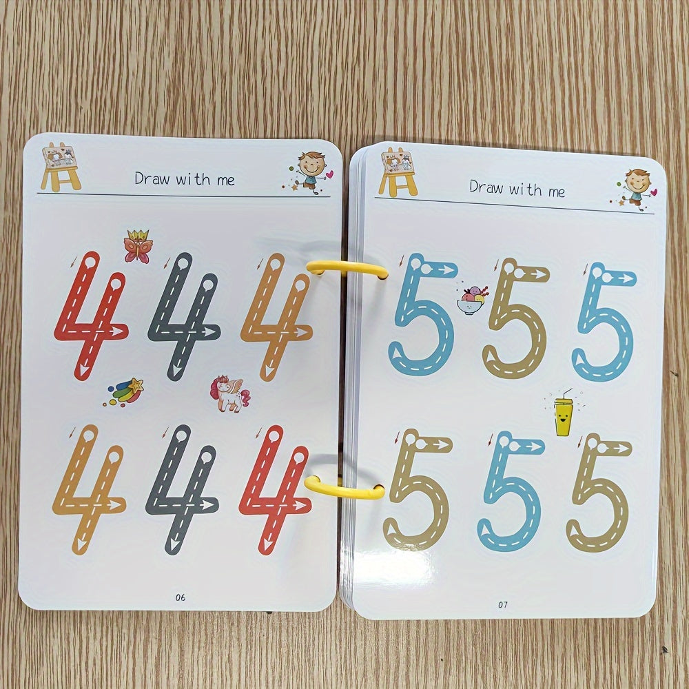 Conjunto de Caderno de Exercícios Mágicos Reutilizável para Crianças, Treino de Controlo da Caneta e Desenho Educativo, com Caneta Apagável e Recargas, Desenvolvimento da Capacidade de Escrita, Educação em Sala de Aula