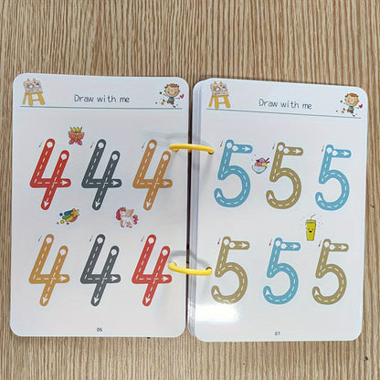 Conjunto de Caderno de Exercícios Mágicos Reutilizável para Crianças, Treino de Controlo da Caneta e Desenho Educativo, com Caneta Apagável e Recargas, Desenvolvimento da Capacidade de Escrita, Educação em Sala de Aula