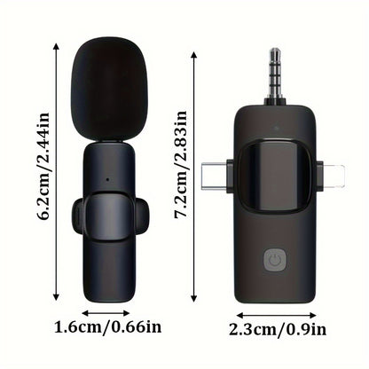3.5mm Jack 3-in-1 Professional Wireless Lavalier Microphone with Noise Cancelling, Clear Sound, High Sensitivity, 2.4GHz Receiver, Stable Transmission - Ideal for Computers, Cameras, Laptops, Online Teaching, Conferences, Tou