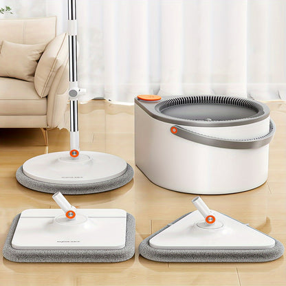 Joybos Spin Mop and Bucket System with 6 Microfiber Cloths - Hands-Free Wringing, 90° Adjustable Stainless Steel Handle, Dual Water Tanks for Clean/Dirty Separation - Efficient Floor Cleaner for Kitchen, Bathroom, Bedroom &