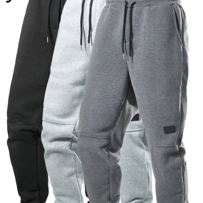 3pcs Men's Casual Athletic Joggers - Durable, Versatile & Warm Polyester Sweatpants with Drawstring Waist, Machine Washable - Black, Dark Gray, Navy Blue