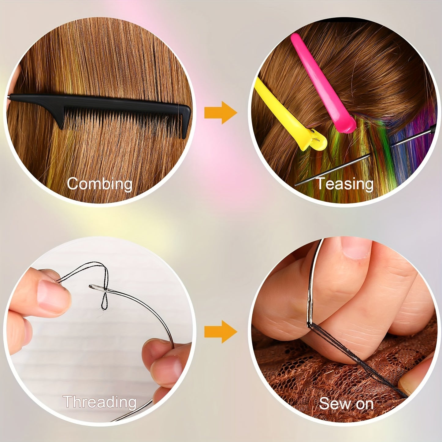 The cheapest hair extension kit on the whole network, equipped with 200 hair extension rings, 1 hair extension pliers, and 2 hair extension hooks