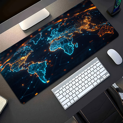 1 durable gaming mouse pad, non-slip washable keyboard desk mat accessory, an ideal gift for gamers, office and study accessories - global map of the digital world