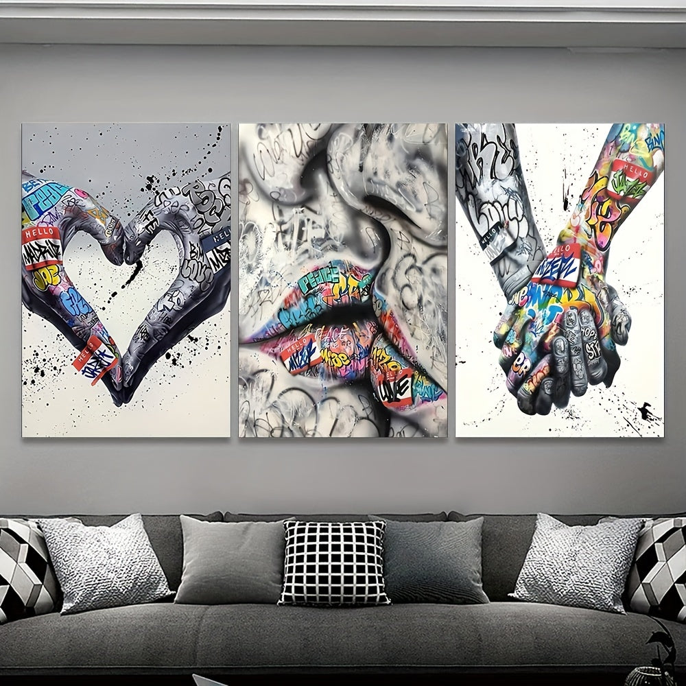 Triple Panel Abstract Art Print L2023-107, Contemporary Style, Frameless Wall Art Decor Set