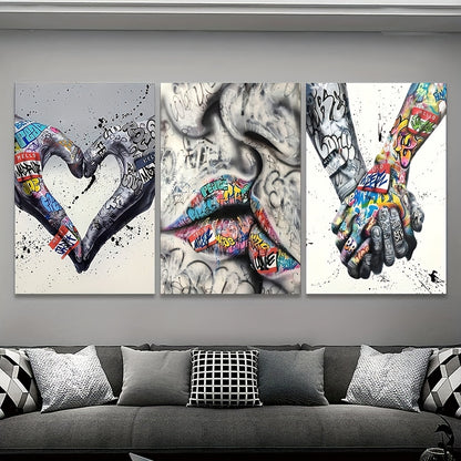 Triple Panel Abstract Art Print L2023-107, Contemporary Style, Frameless Wall Art Decor Set