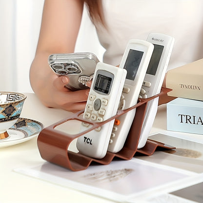 Multi-Functional Remote Control Storage Rack - Desktop Organizer with Anti-Slip Base, Holds 4 Remotes & Glasses, No Assembly Required, Space-Saving Design for Living Room, Utility Racks, Remote Control Holder, Minimalist Orga