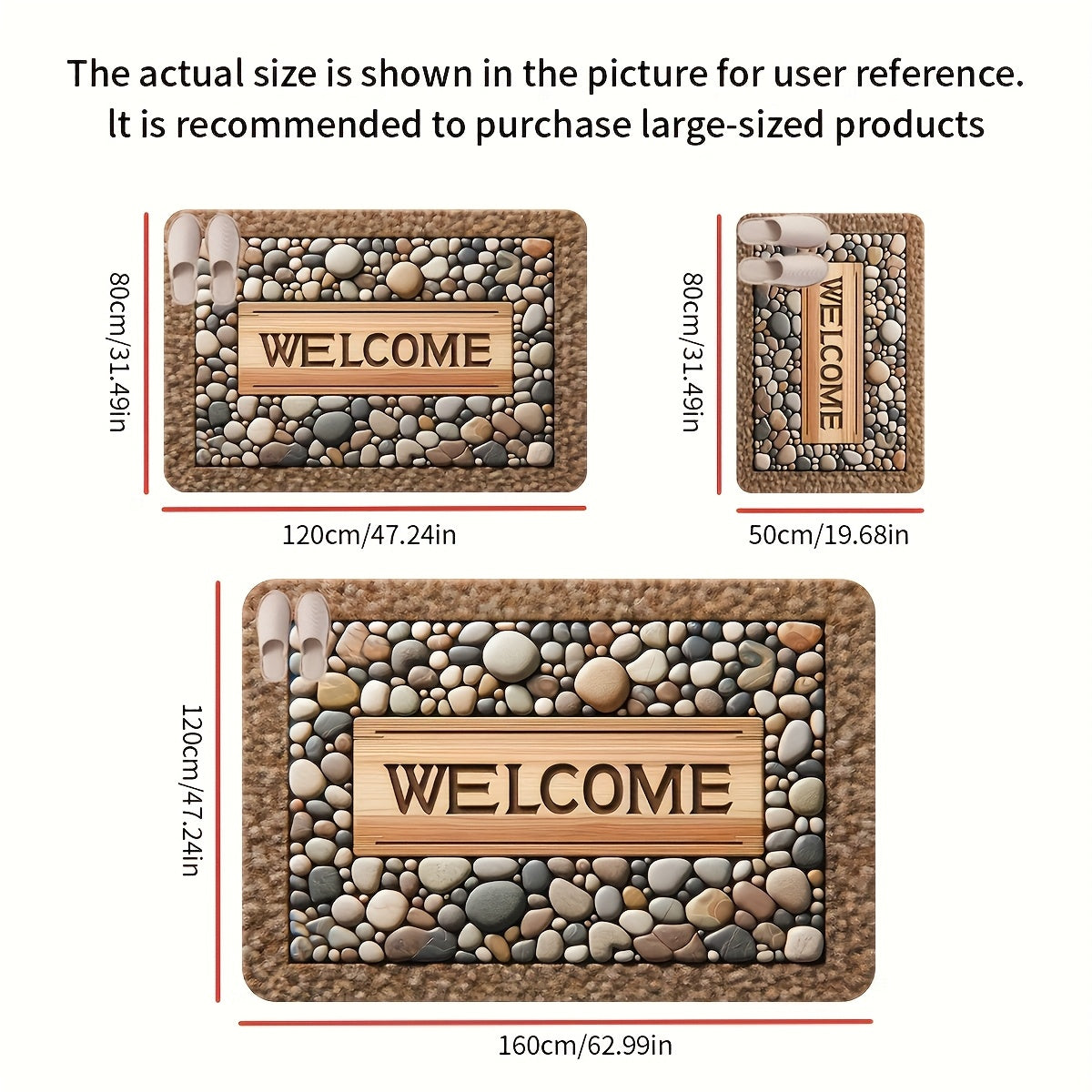 2D Welcome Home Non-Slip Door Mat - Durable, Machine Washable Mat with Stone Pattern & Wood Texture Design - Perfect for Farmhouse Decor, All-Season Use, Polyester Material, Welcoming Entrance Mat | Natural Look Mat | Wooden
