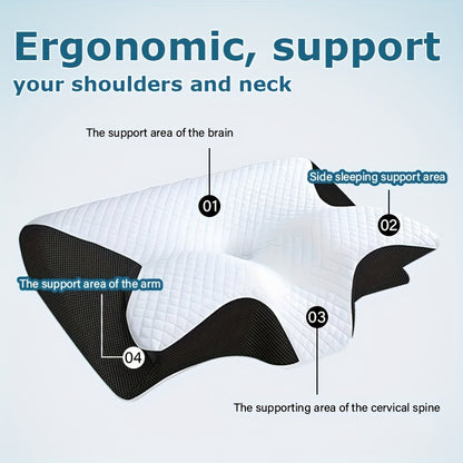 Ergonomic Neck Pillow - Slow Rebound Cushion for Back & Side Sleepers, Compressible Polyurethane Foam, Machine Washable, Ideal for Relaxation & Posture Support, Comfortable Sleeping, Durable Sleeping Aid