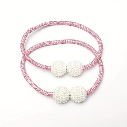 2pcs Large Modern Magnetic Curtain Tiebacks - Elegant Pearl Design, Easy-to-Use, Stylish Window Treatment Holdbacks for Home Decor, Curtains for Living Room