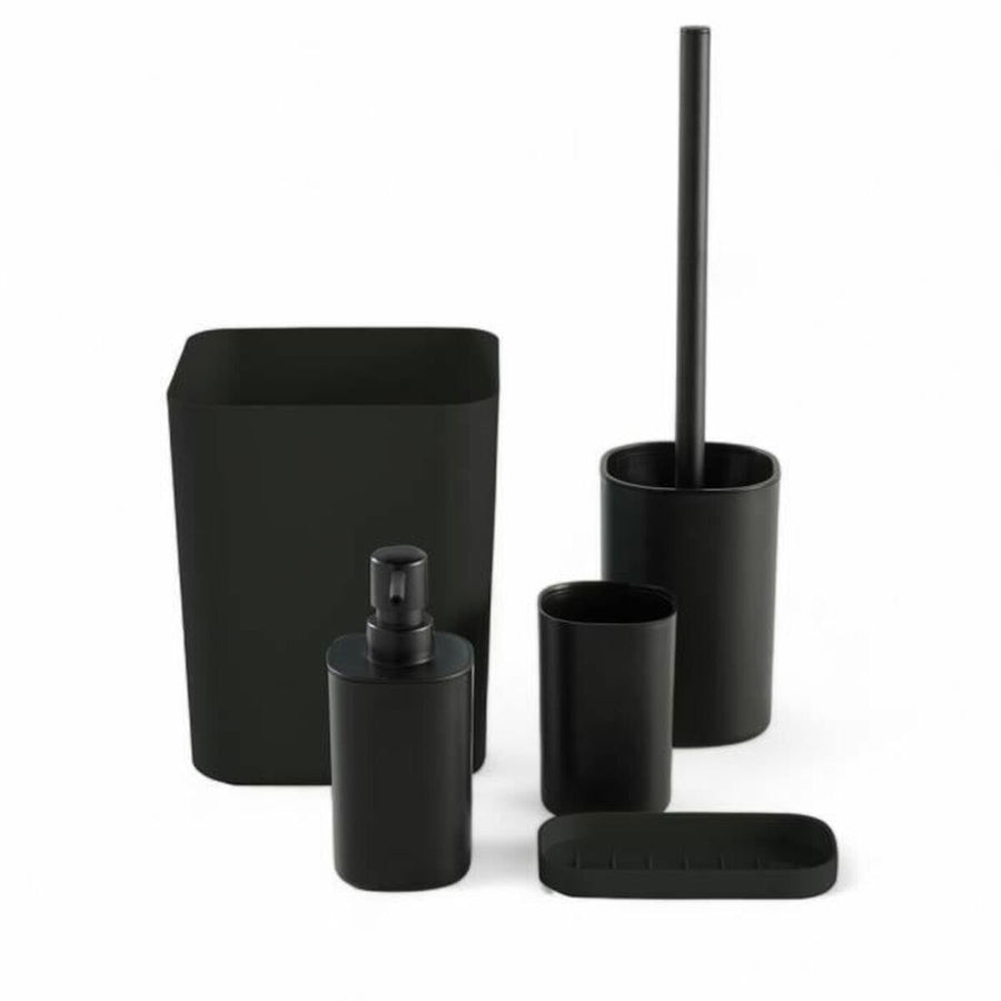 TODAY HOY Black Modern Plastic Bathroom Set (5 Pieces)