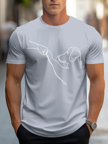 MBDMBD Men's Minimalist Dog Line Art Graphic T-Shirt - Vibrant Yellow with Black dog outline, Lightweight Summer Casual Everyday Tee for Pet Lovers - Machine Washable Apparel, Dog Tshirt, Classic Round Neck, Comfortable Fit