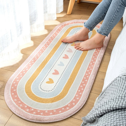 Upgrade Your Bedroom with a Soft and Stylish Oval Long Strip Bedside Mat - Imitation Cashmere Thickened Floor Mat