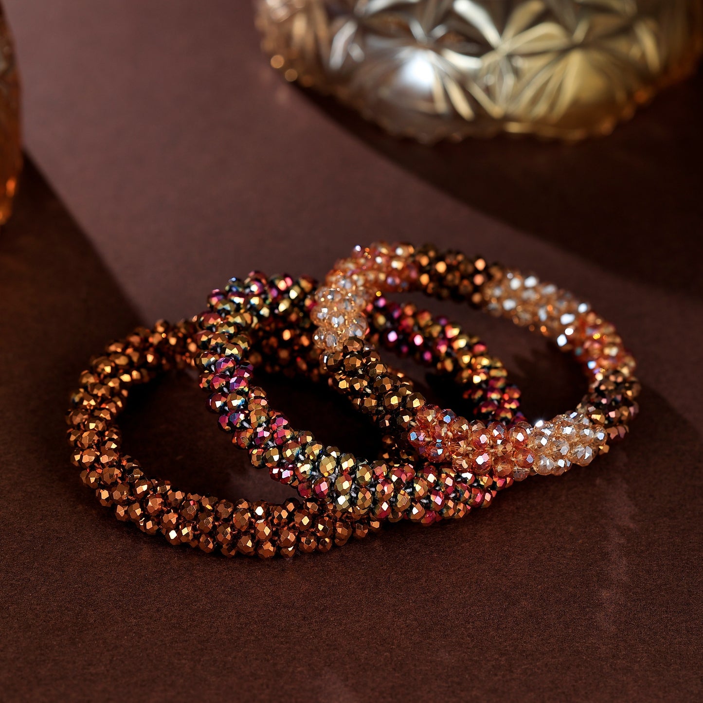 Esbbela 3pcs Bracelet Set Holiday Gift Beaded Artificial Crystal Stackable Strap Set with Elasticity Suitable for Women Men 16.51-20.32 cm Daily Vacation