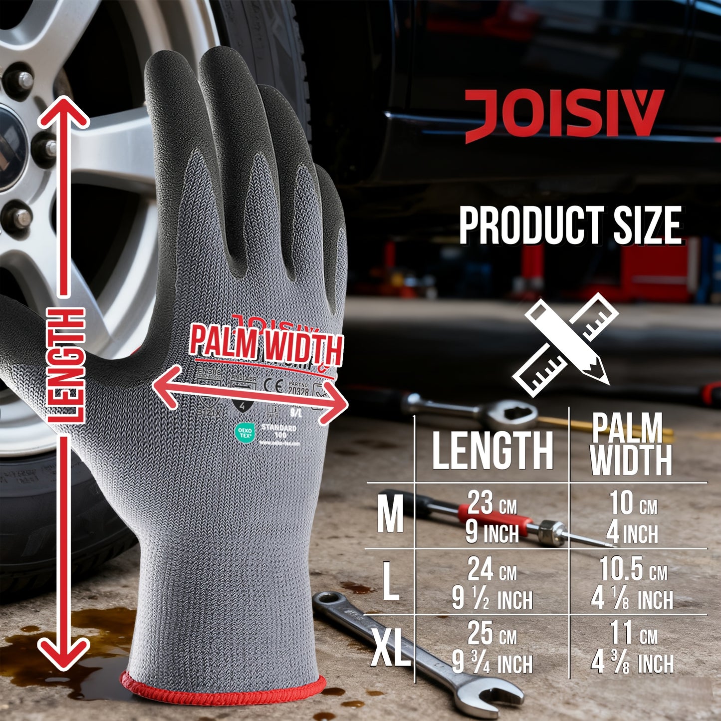 JOISIV 3/6 Pairs Nitrile Work Gloves - MicroFoam Coated, Non-Slip Grip, Breathable Safety Gloves for Gardening, Mechanic, Warehouse & DIY Tasks