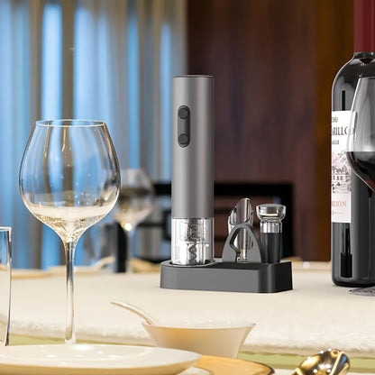 Abridor de Vinho Elétrico - Unidade ou Conjunto de 5 peças com Selador a Vácuo e Doseador, Kit de Ferramentas Automáticas para Bar, Ideal para Casa, Festas e Presentes