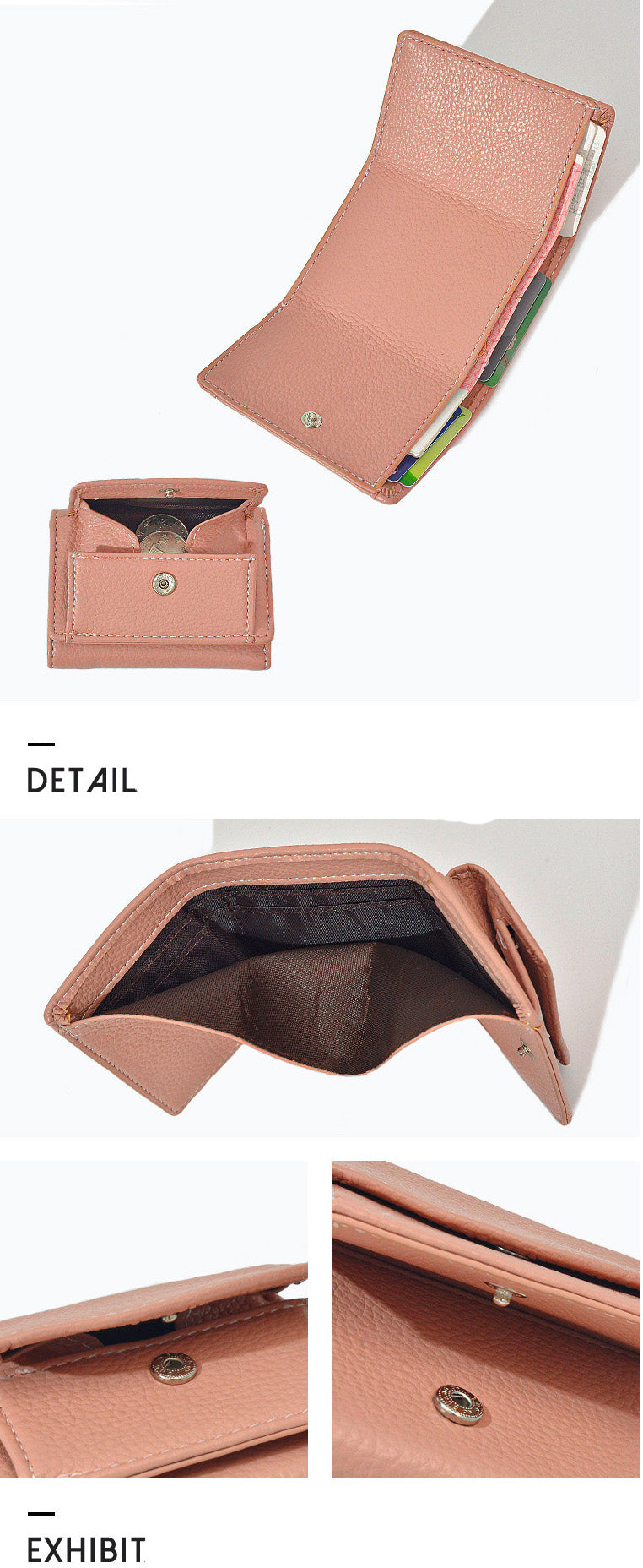 Women's Mini Wallet, Faux Leather Snap Button Coin Purse, Solid Coin Pockets, For Everyday