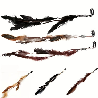 1pc Faux Feather With A Snap Clip Boho Style Feather Tassel Hair Extension Hair Clip For Women Daily Use