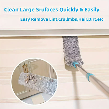 Extended Retractable Dusting Split Mop with 4/6/8/12 Microfiber Dusting Cloths, Underbed Cleaning, for sweeping dust, wiping crevices of sofas, Extended mop for mopping under beds, home cleaning, cleaning tools for the school