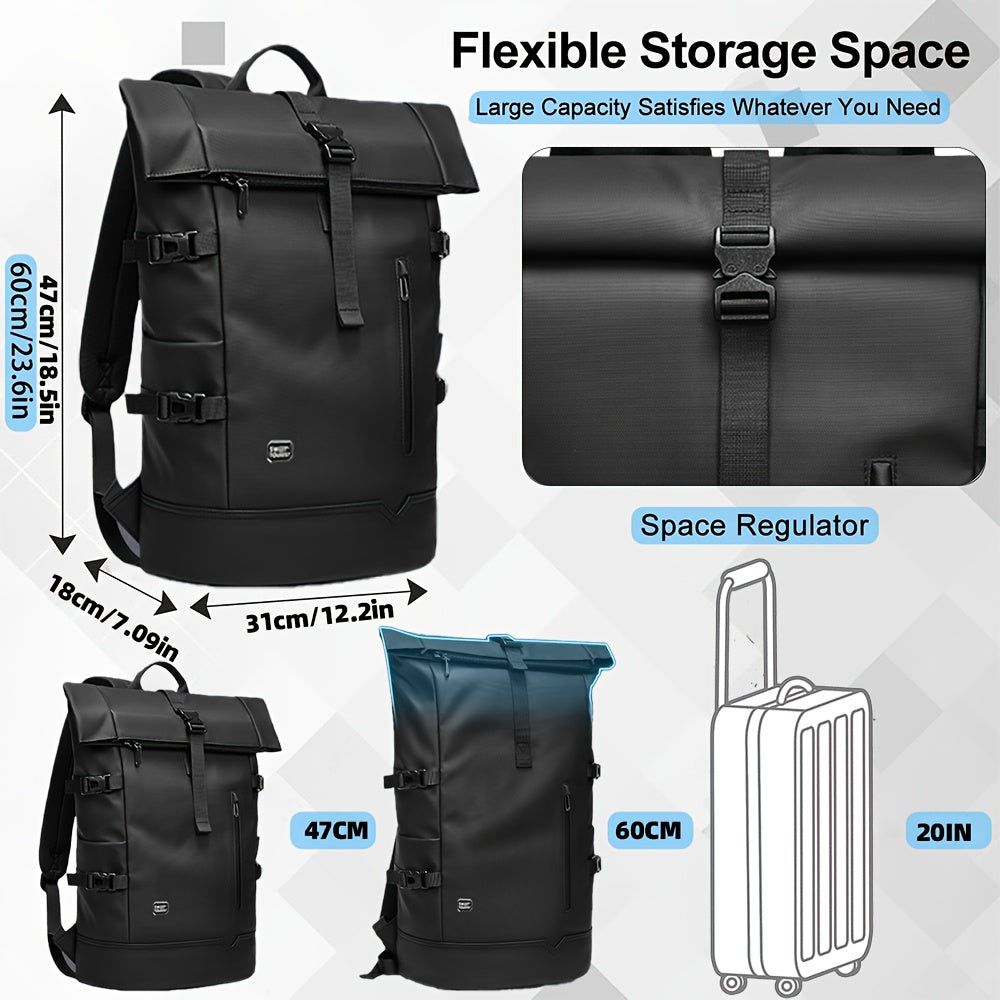 HANMARRY Men's Business Laptop Backpack - Heavy-Duty 39.62cm Computer Backpack, 15-in-1 Organizer, Padded Shoulder Straps & Locking System, High Quality for Work, Travel, School, Commute - Compatible with MacBook/Air/Pro/PC/L