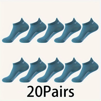 10 Pairs of Unisex No-Show Socks, Combed Cotton Breathable Mesh Casual Athletic Crew, Socks for Work, High Quality Socks for Men, Plus Size Mens Socks, Grippe Socks, Working Socks for Men, Casual Attire, Work Socks, Minimalis