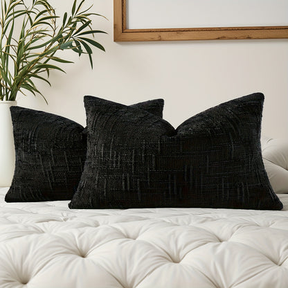 2pcs, Chenille Throw Pillow Covers Set of 2 Thick Textured Slubby Couch Pillow Covers Farmhouse Accent Modern Neutral Decorative Pillow Cases for Bed Sofa, Living Room, Machine Washable