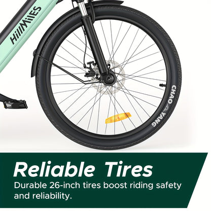 MileCity1 Step-Thru Electric Bike - Heavy-Duty Adult e-Bike with 250W Motor, 120KM Long Range, Front Suspension, 7-Speed Gears, LED Display, 66.04cm x 4.95cm All-Terrain Tires, Dual Brake System - Fast-Charging, for City Comm