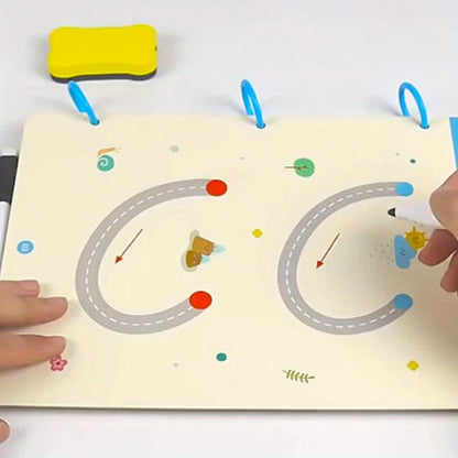 Conjunto de Caderno de Exercícios Mágicos Reutilizável para Crianças, Treino de Controlo da Caneta e Desenho Educativo, com Caneta Apagável e Recargas, Desenvolvimento da Capacidade de Escrita, Educação em Sala de Aula