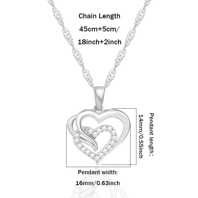 925 Silver Necklace with a Lovely Heart-Shaped Pendant for Ladies, a Perfect Gift for Ladies on Holidays And Birthdays, Suitable for Banquets And Festivals, Comes with a Gift Box.
