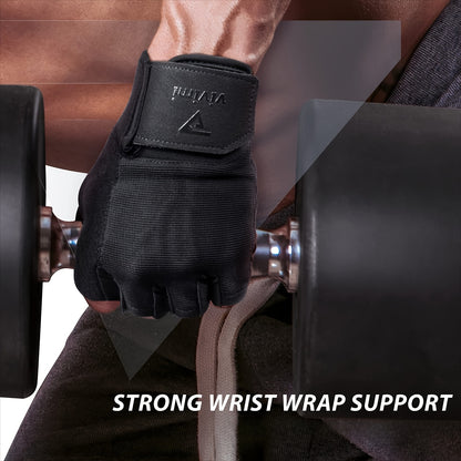 1 Pair of Versatile Fitness Gloves - Black, Polyester Blend, Knit Fabric, Adjustable Buckle Closure, Extra Grip for Weightlifting, Training, Suspension, Pull-ups - Perfect for Indoor & Outdoor Gym Workouts, Gym Gloves|Adjusta
